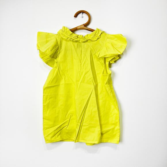 Never A Wallflower yellow top ruffle shoulder 100% cotton Size XS - Picture 6 of 6
